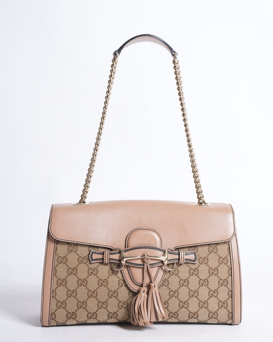 Gucci Monogram Leather Canvas Shoulder Bag