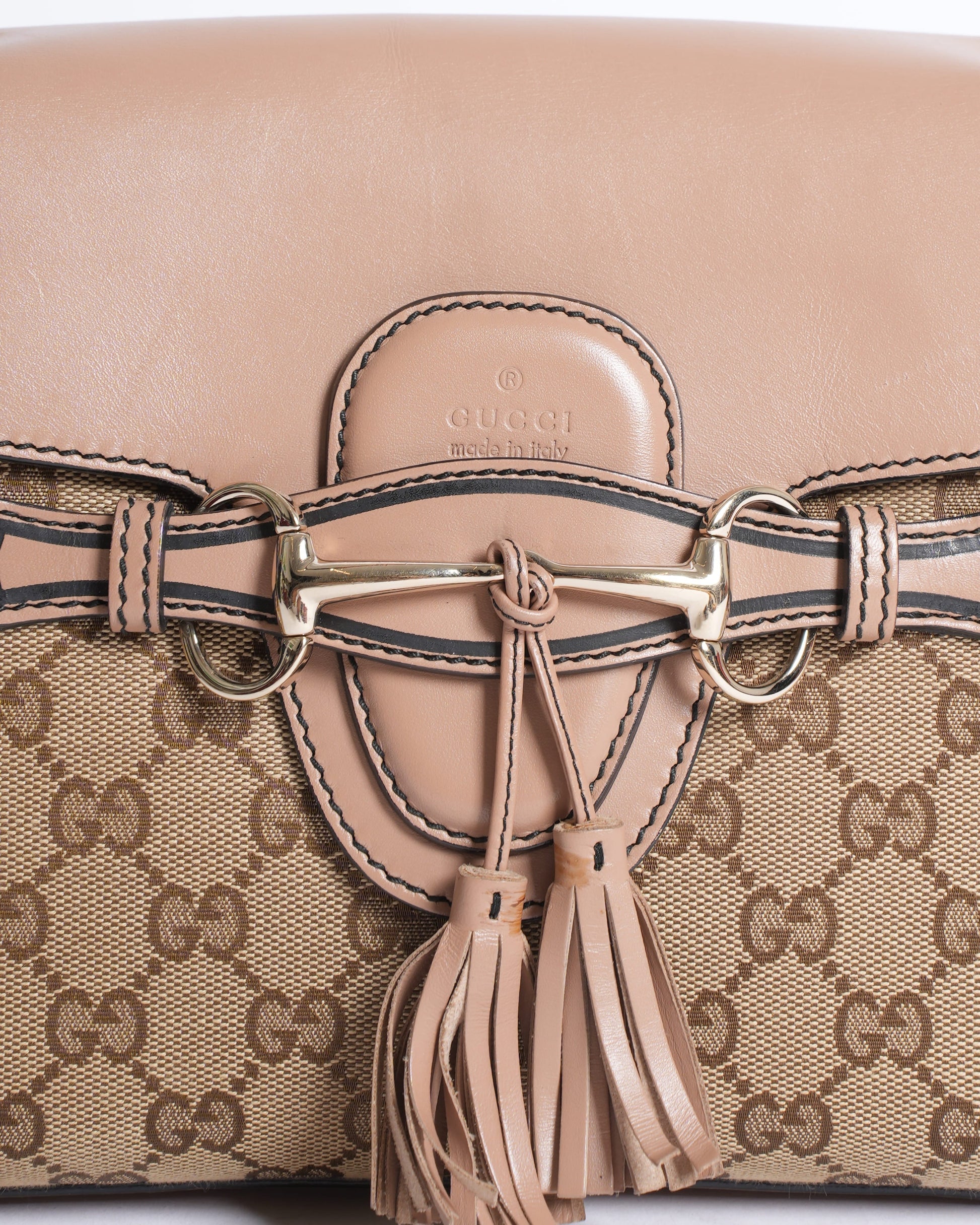 Gucci Monogram Leather Canvas Shoulder Bag