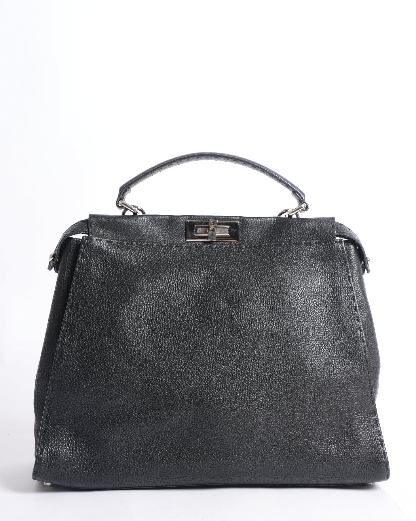 Fendi Peekaboo Leather Handbag In Black