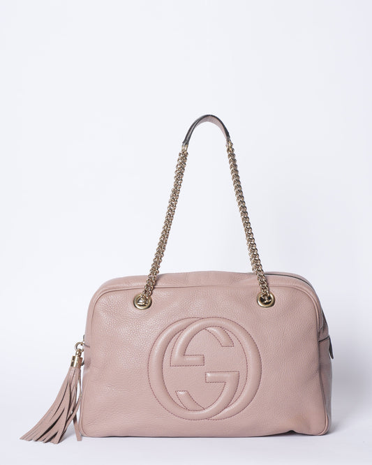 Gucci Lou Leather Canvas Shoulder Bag