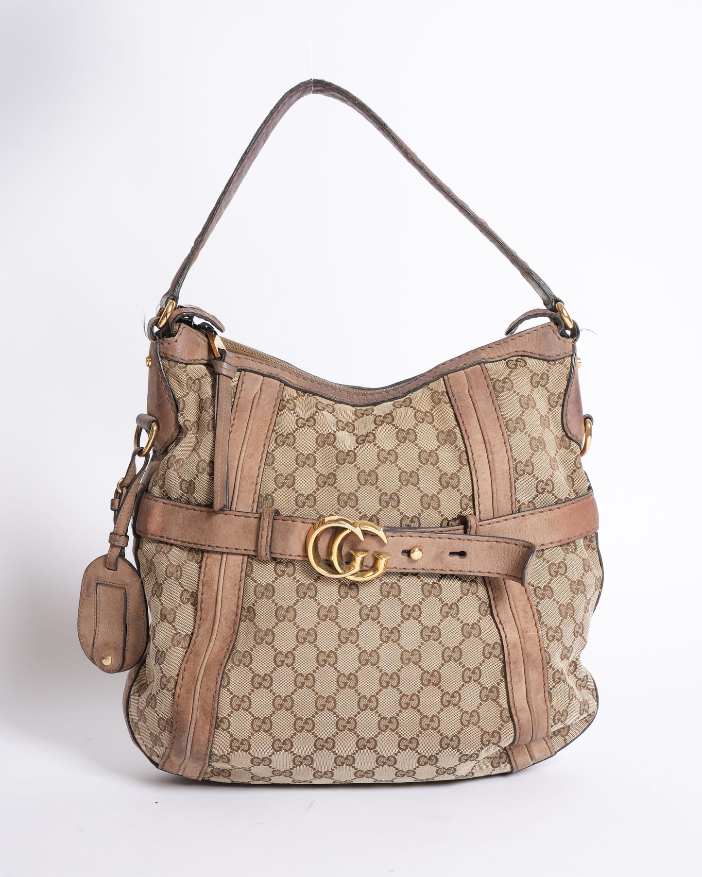 Gucci Monogram Leather Canvas Shoulder Bag