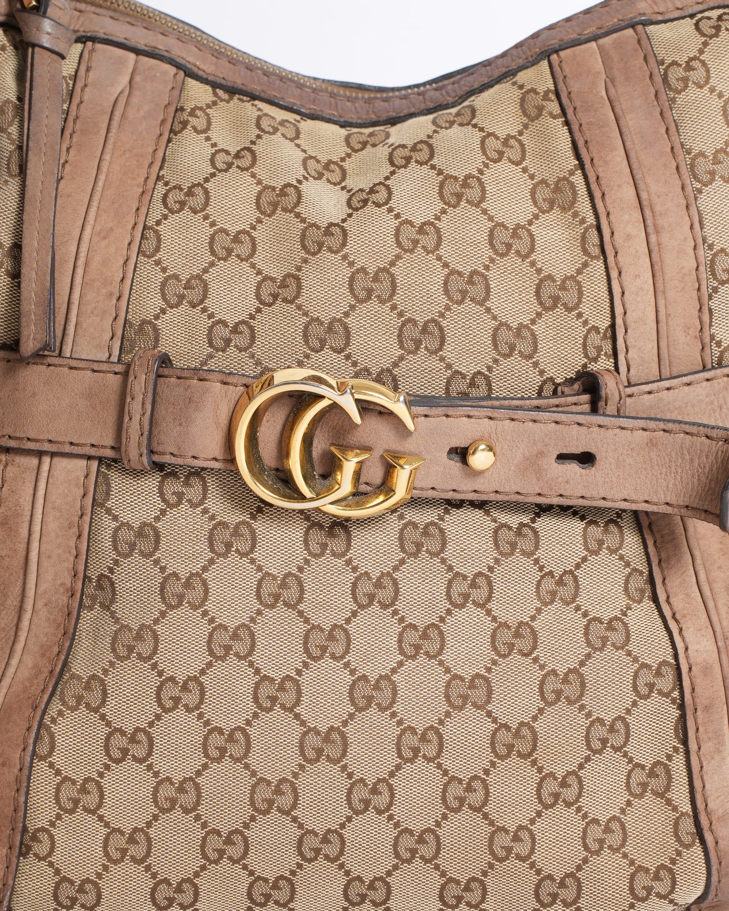 Gucci Monogram Leather Canvas Shoulder Bag