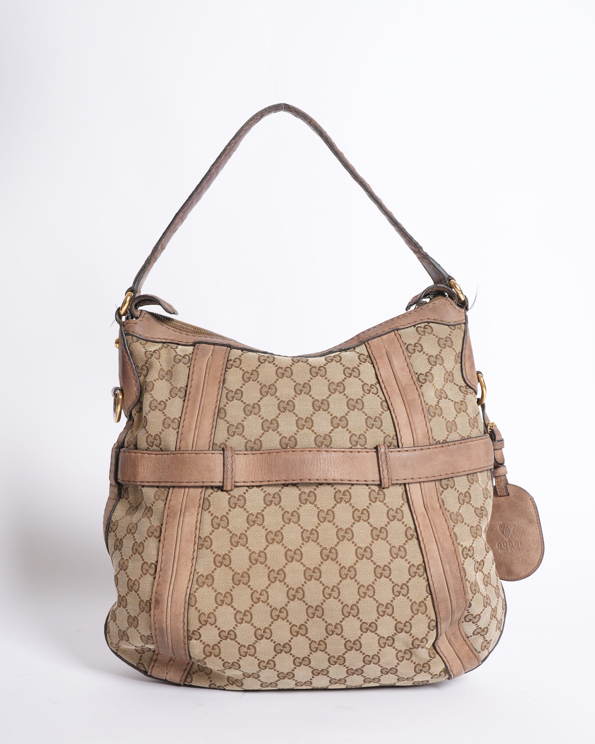 Gucci Monogram Leather Canvas Shoulder Bag