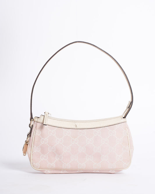 Gucci Monogram Twist Leather Canvas Shoulder Bag