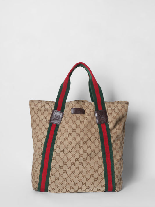 Gucci Lou Leather Canvas Tote