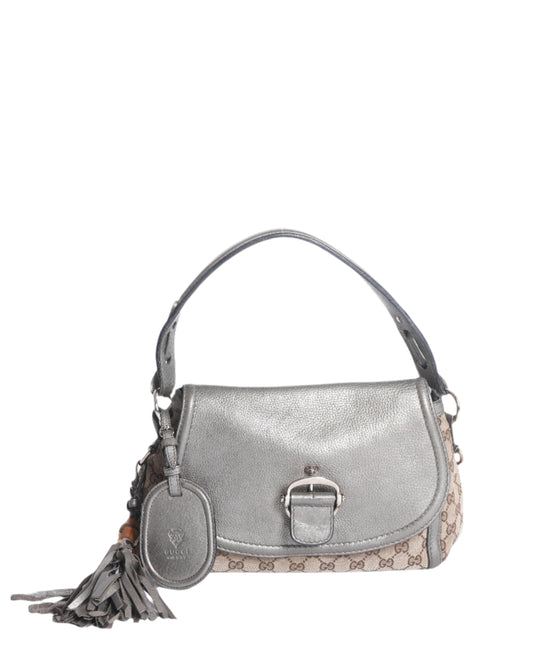 Gucci Lou Monogram Leather Canvas Shoulder Bag