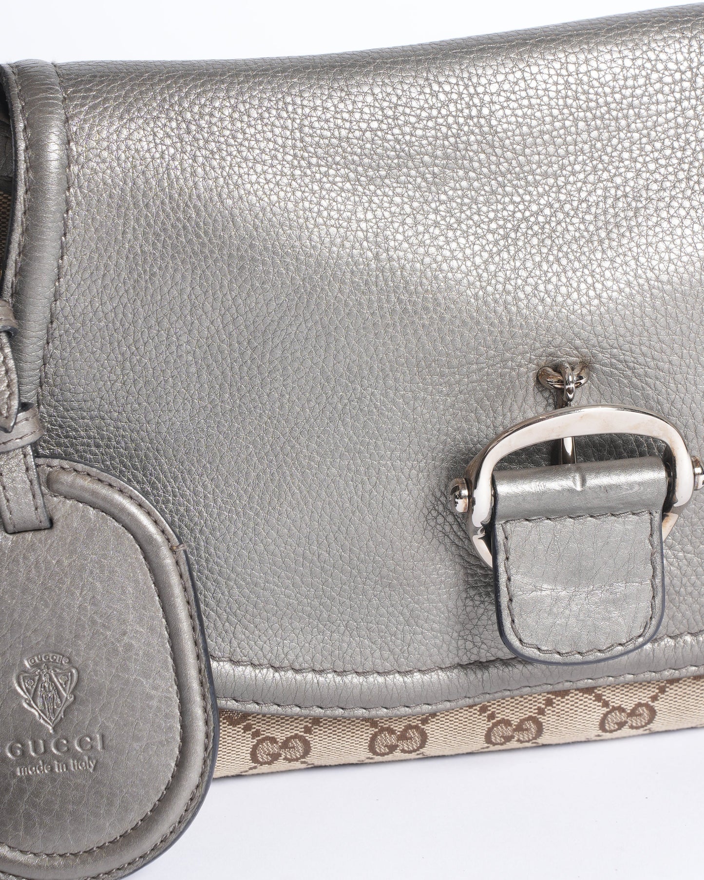 Gucci Lou Monogram Leather Canvas Shoulder Bag