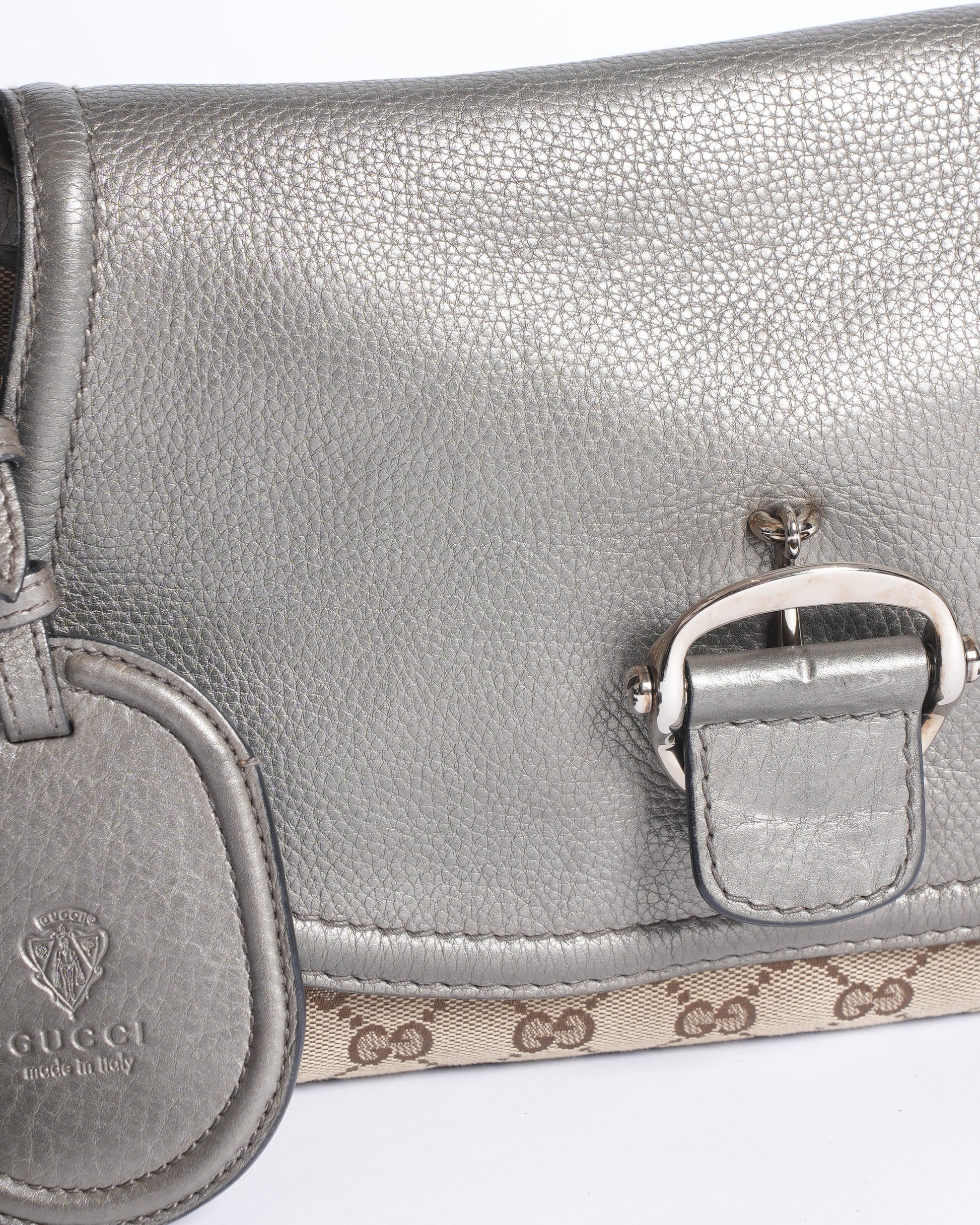 Gucci Lou Monogram Leather Canvas Shoulder Bag