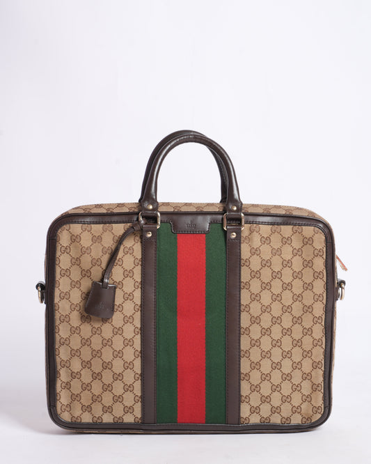 Gucci Leather Canvas Shoulder Bag