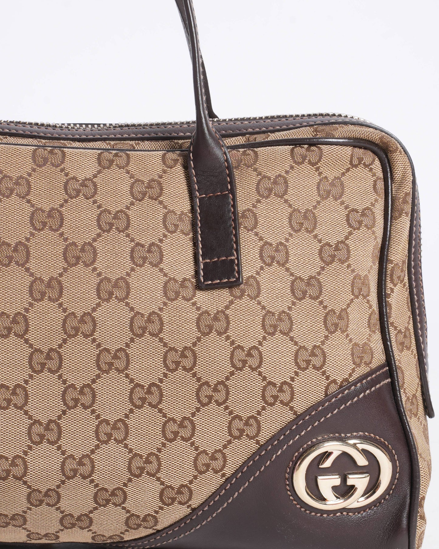 Gucci Monogram Leather Canvas Shoulder Bag