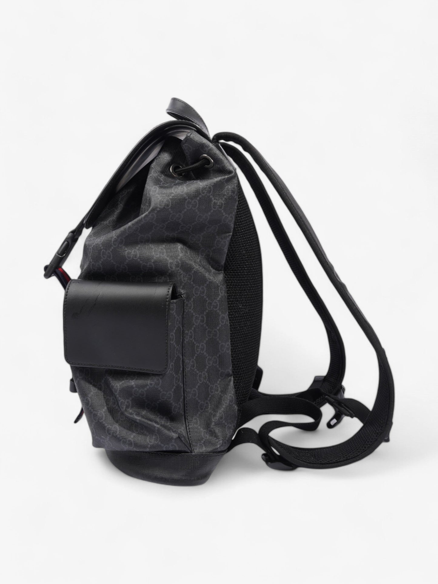 Gucci Leather Backpack GG Supreme / Black / Red Canvas