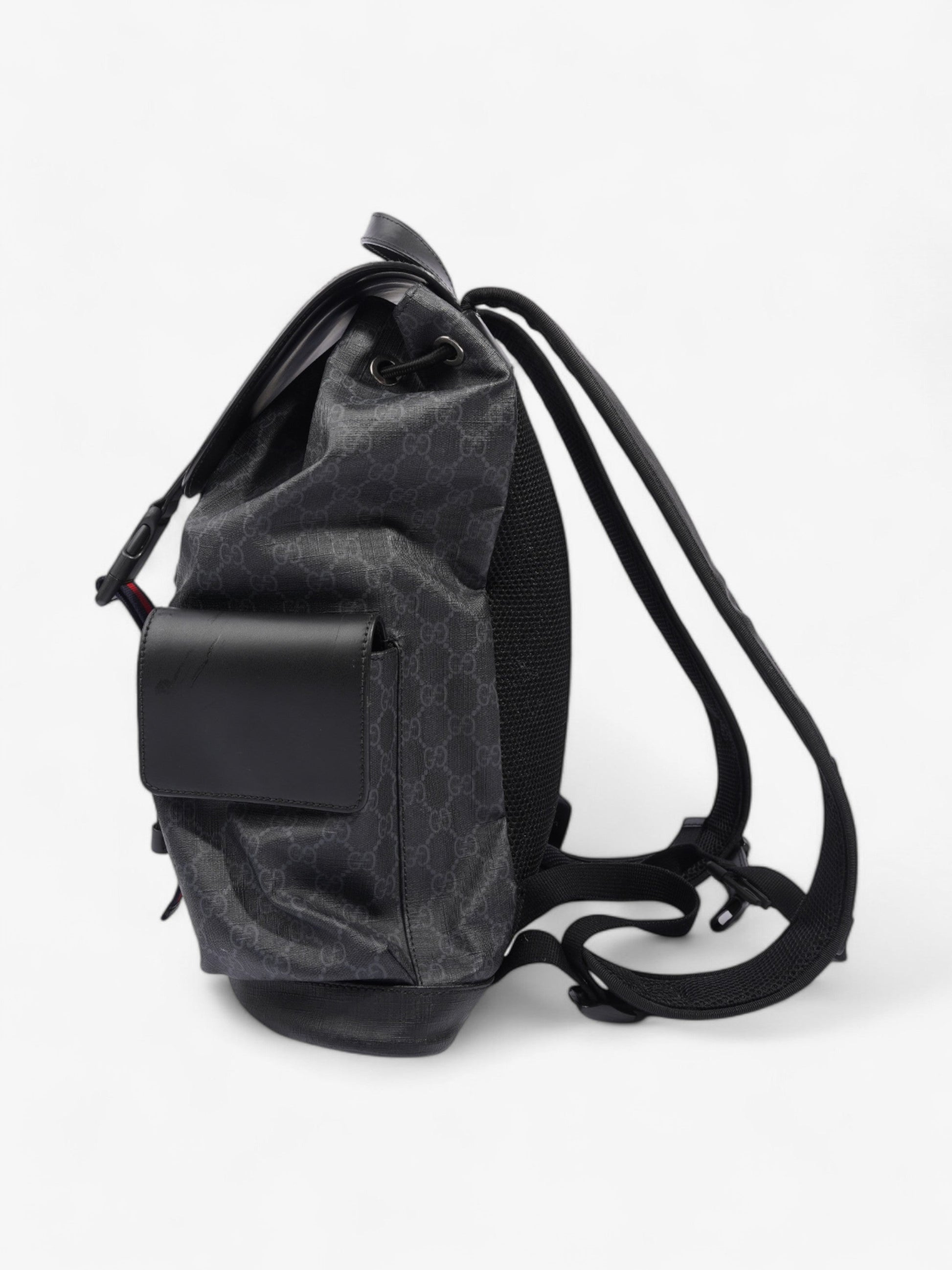 Gucci Leather Backpack GG Supreme / Black / Red Canvas