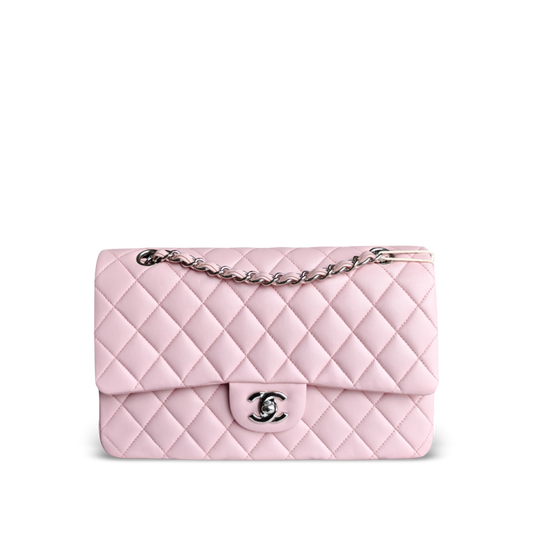 Chanel Classic Flap Medium - 25CM Quilted Lambskin Light Sakura Pink Silver Hardware Series 22