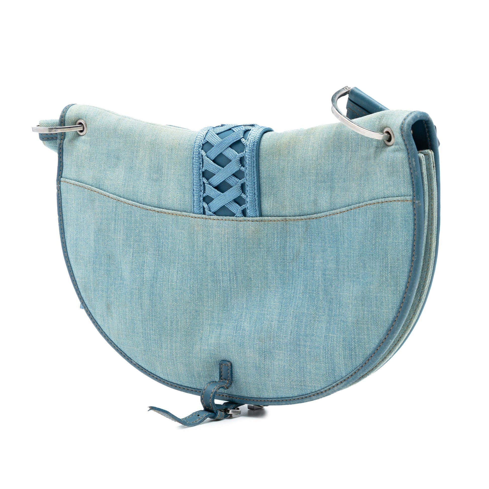 Blue Dior Denim Admit It Flap Hobo Bag