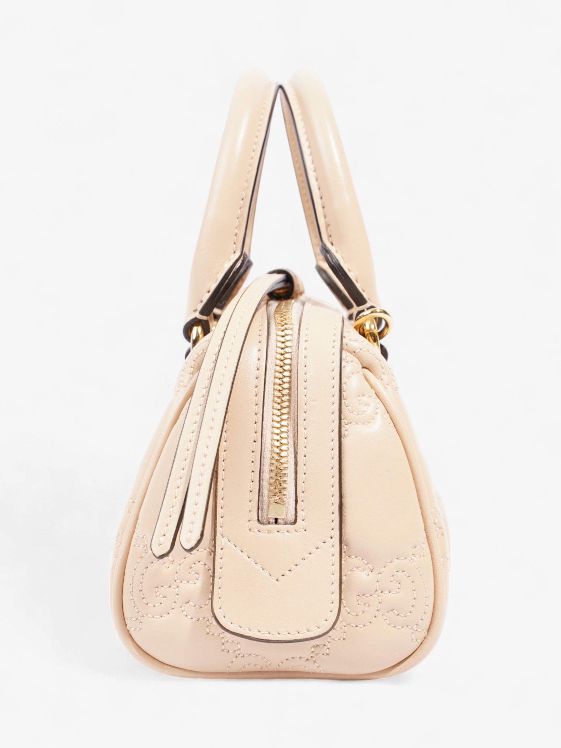 Gucci GG Super Top Handle Bag Light Beige Leather Mini