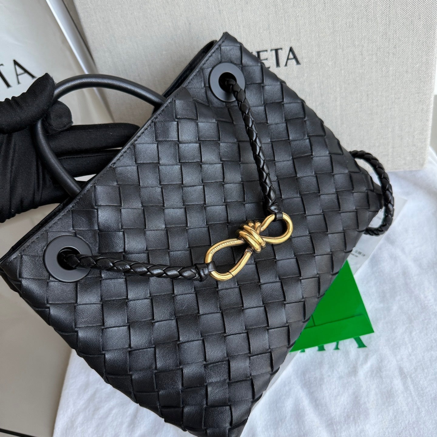 Bottega Veneta Small Andiamo Black Intrecciato Handbag 2023