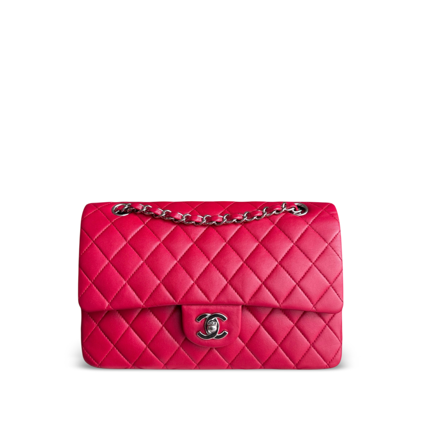 Chanel Classic Flap Medium - 25CM Quilted Lambskin Red silver Hardware Series 13