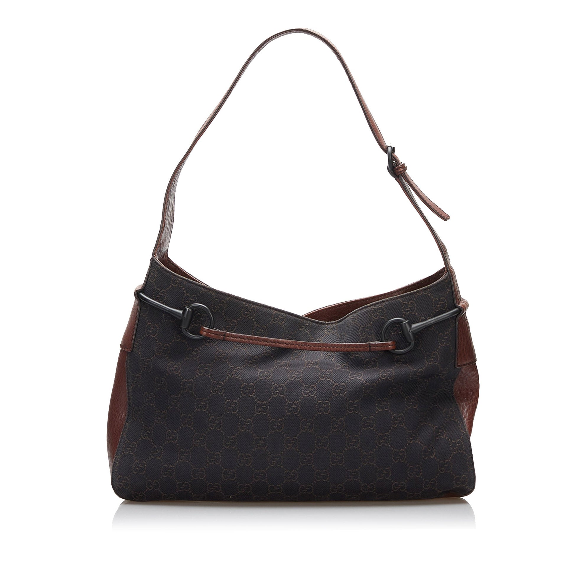 Gucci Horsebit Leather Canvas Shoulder Bag Style 7