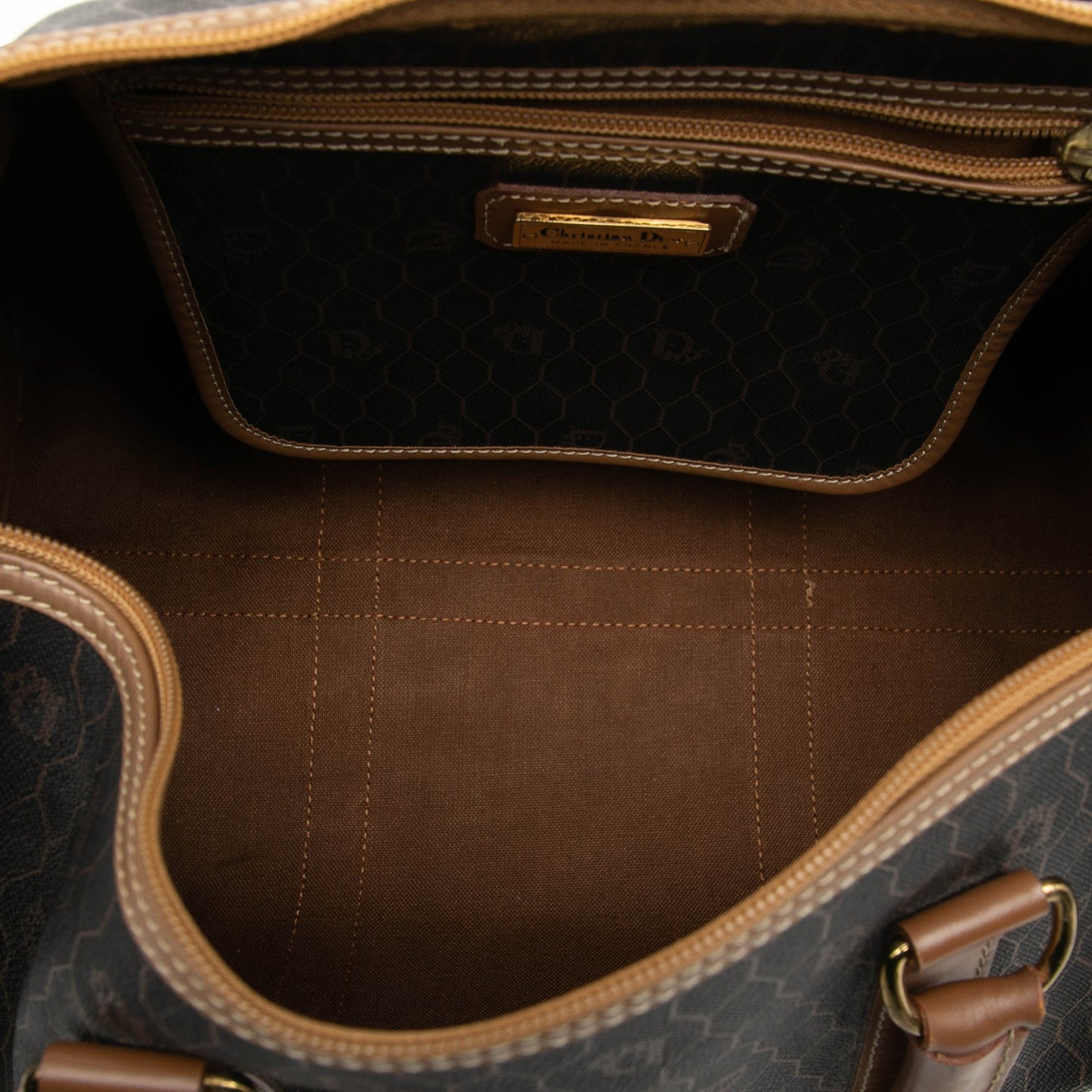 Black Dior Honeycomb Coated Canvas Boston Bag