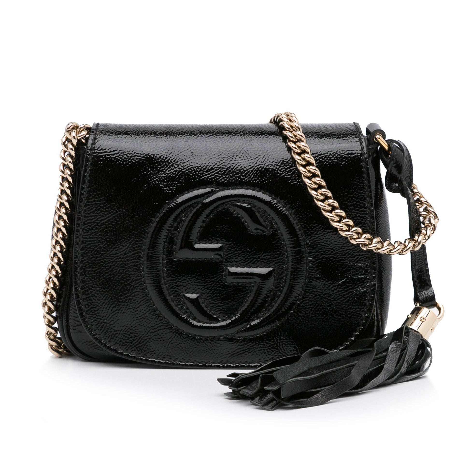Gucci Soho Black Leather Patent Leather Crossbody