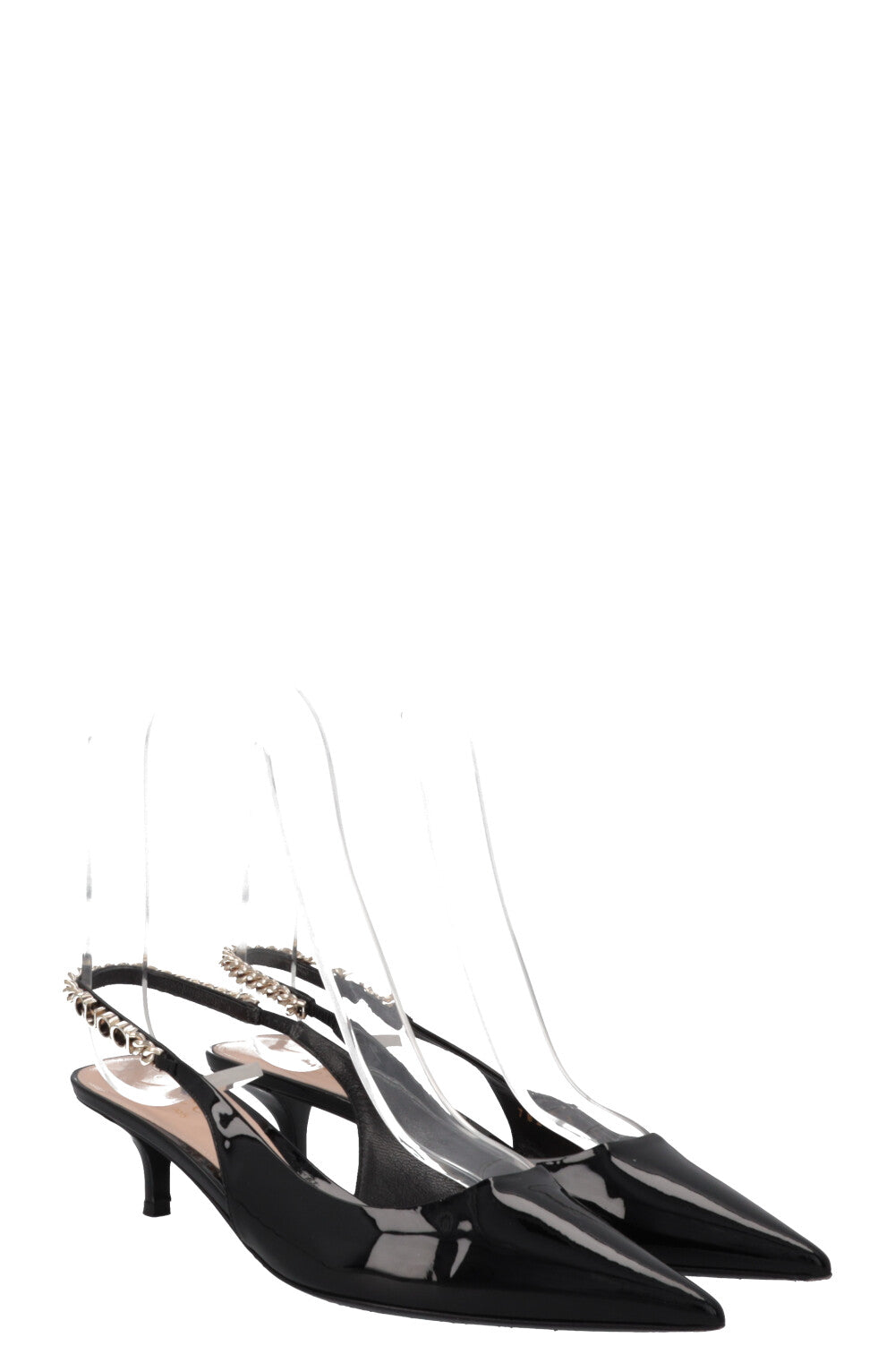 GUCCI Signoria Slingback Heels Patent Black