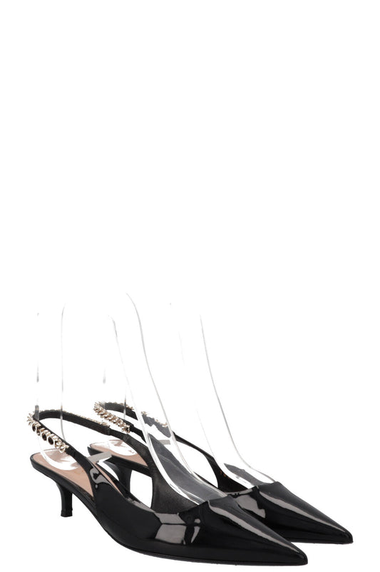 GUCCI Signoria Slingback Heels Patent Black