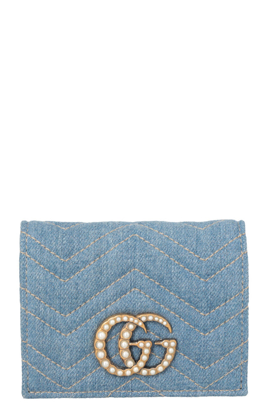 GUCCI Marmont Denim Wallet Blue