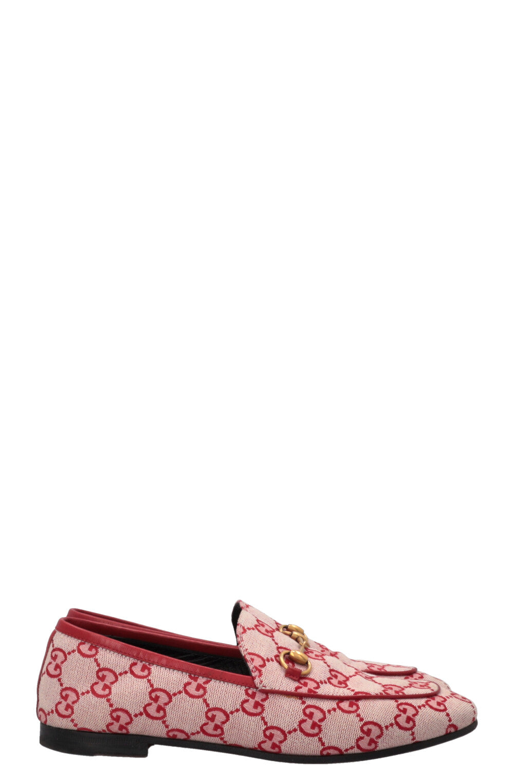 GUCCI Jordaan Loafers GG Supreme Canvas Red