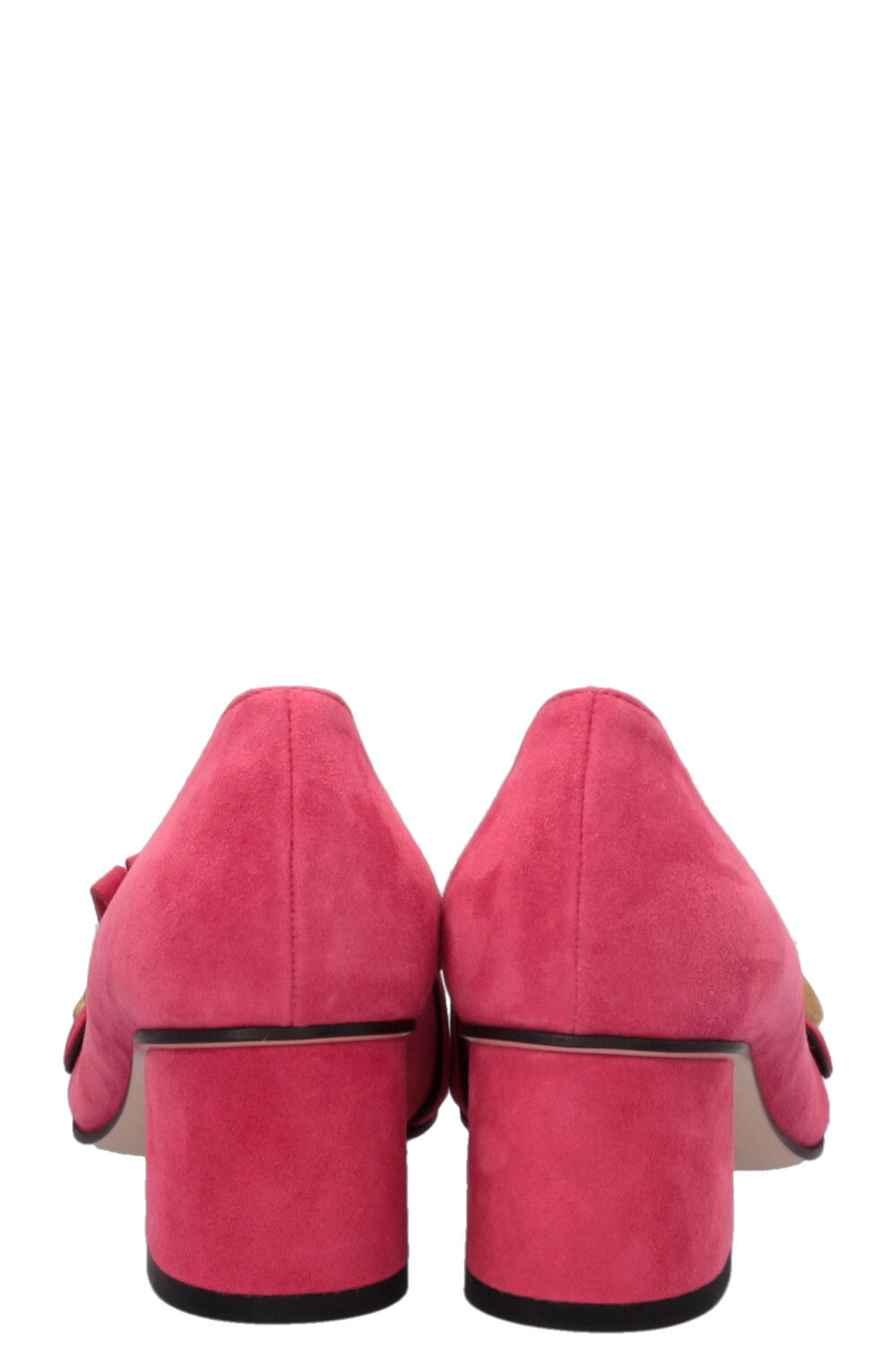 GUCCI Marmont Fringed Heels Pink Suede