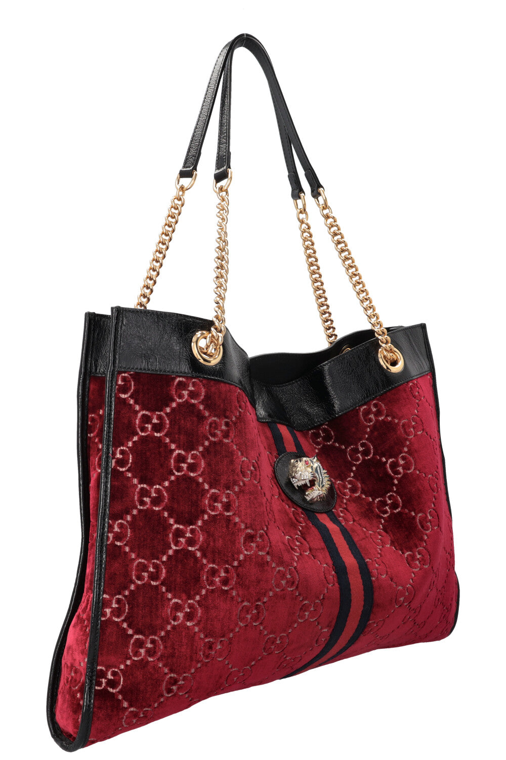 GUCCI Rajah Tote Bag Velvet Red