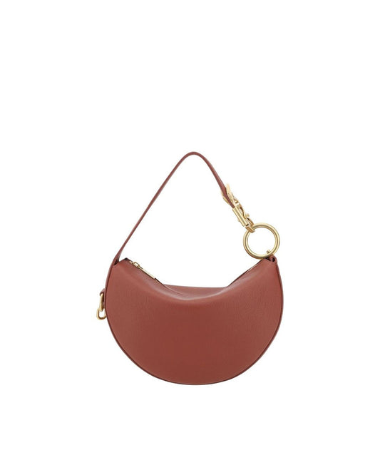 Burberry HalfMoon Leather Shoulder Bag Women Bordeaux