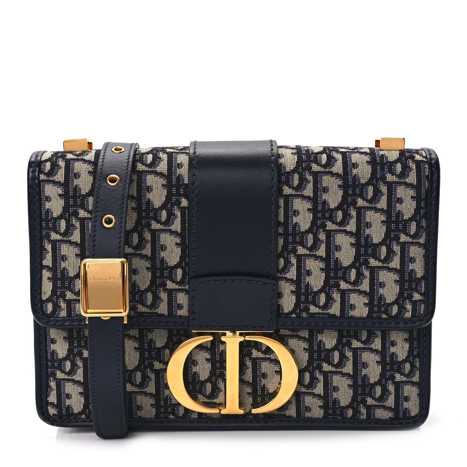 Christian Dior Oblique 30 Montaigne Flap Bag Blue