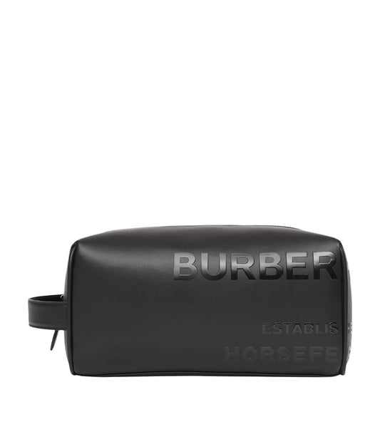 BURBERRY LEATHER HORSEFERRY TOILETRY BAG