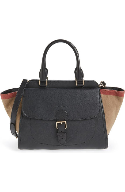 BURBERRY MEDIUM HARCOURT LEATHER SATCHEL BAG
