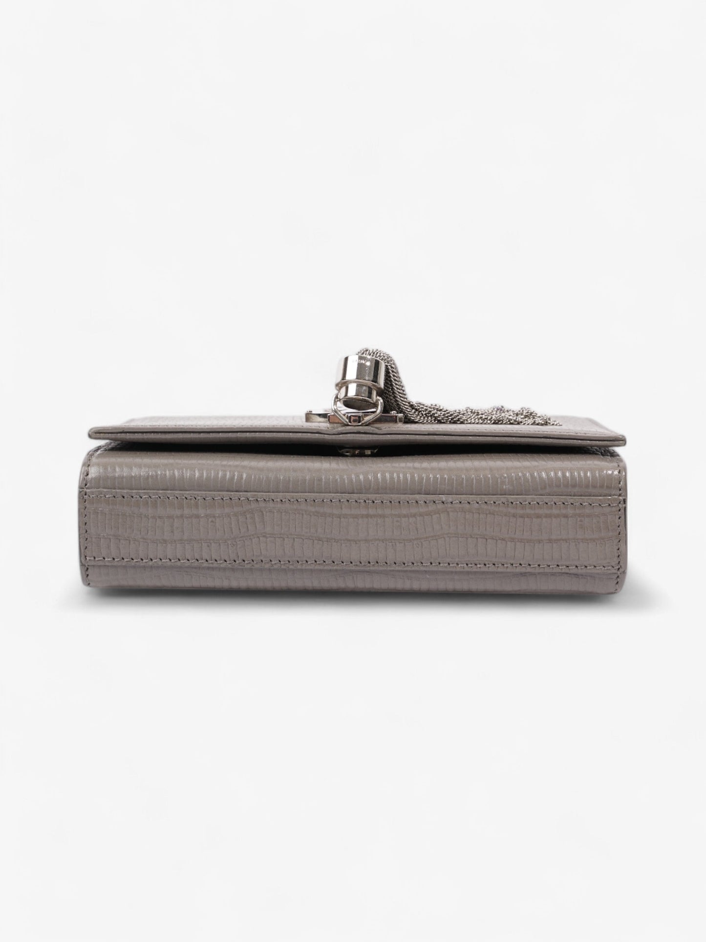 Saint Laurent Kate Tassel Grey Embossed Leather Small