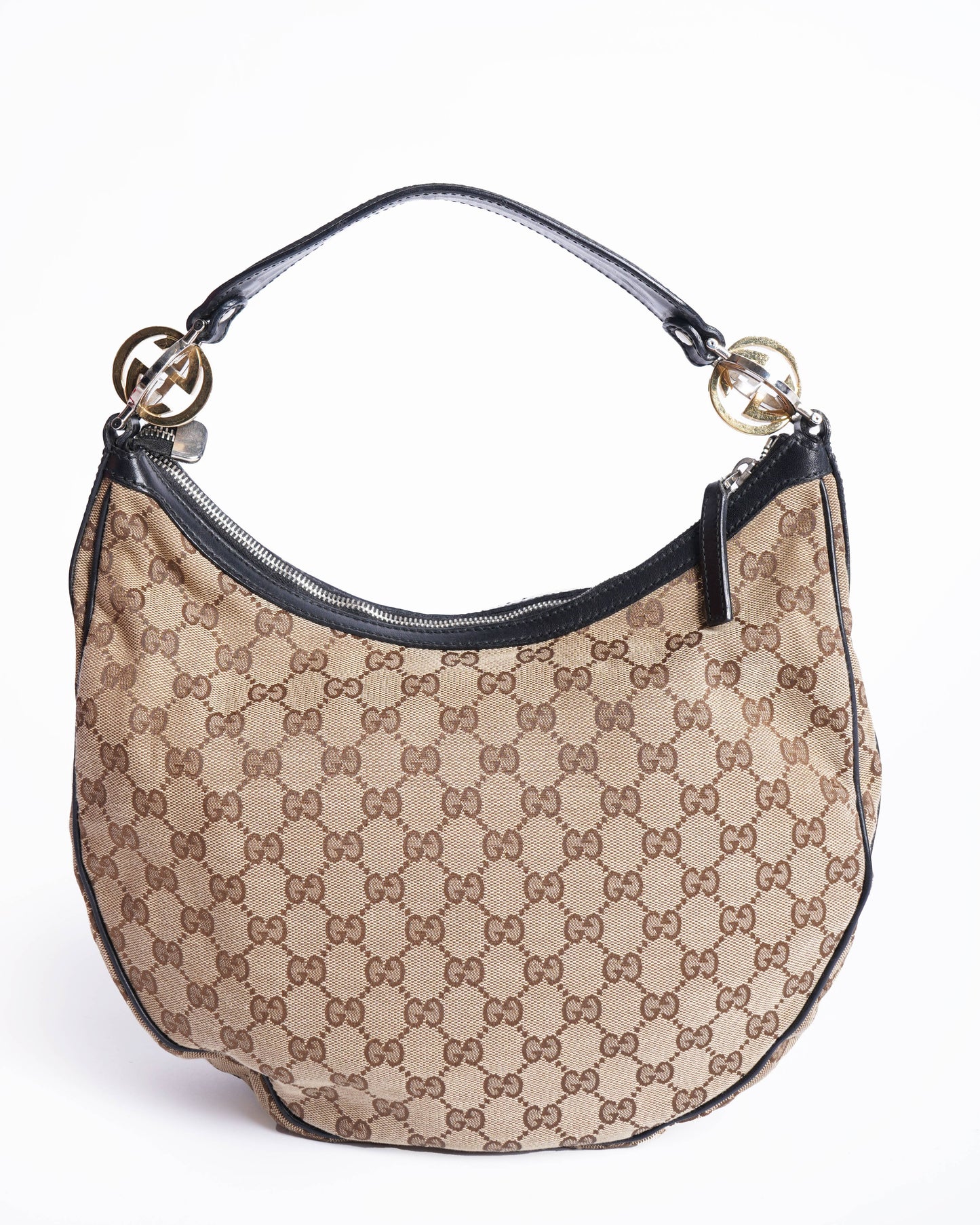 Gucci Lou Monogram Leather Canvas Shoulder Bag