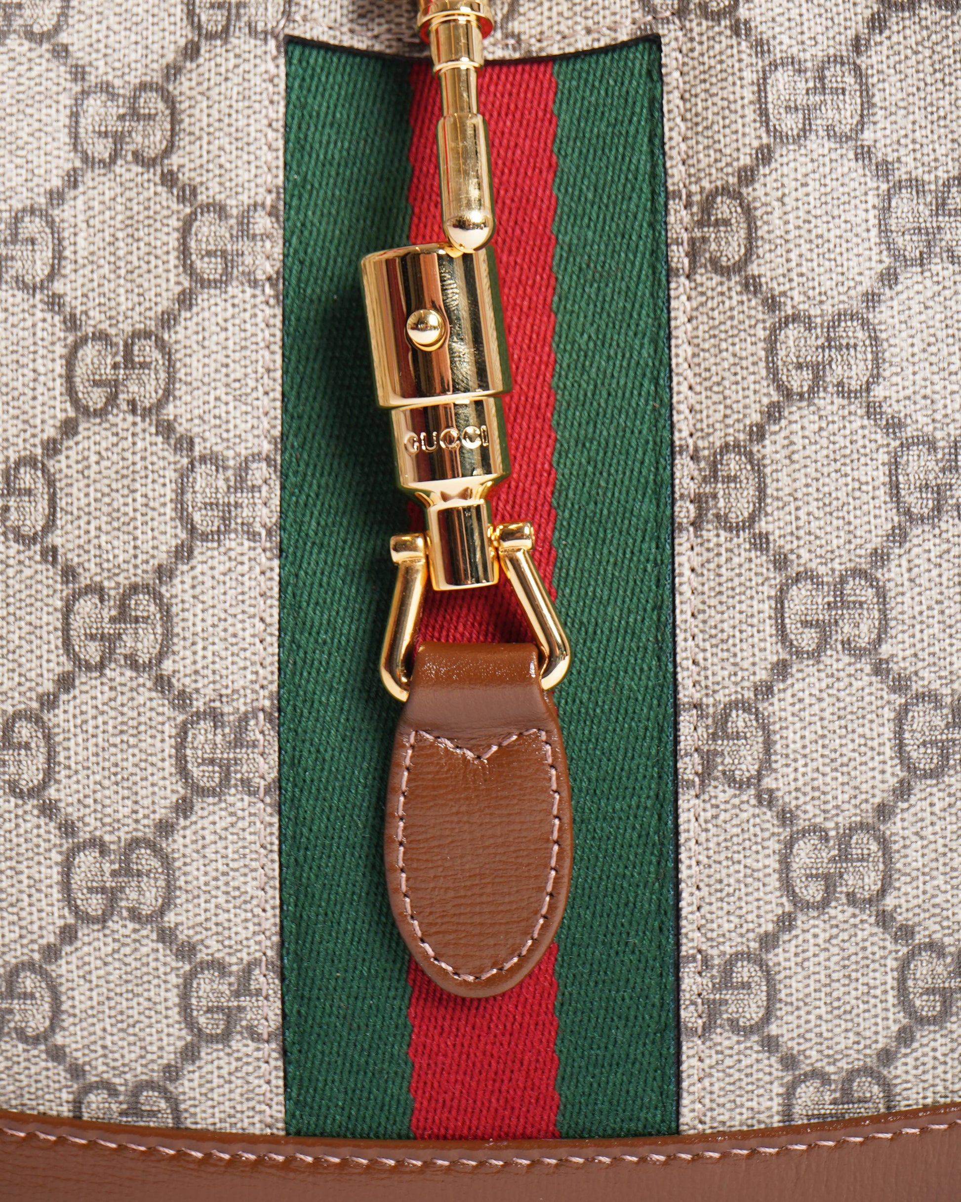 Gucci Lou Monogram Leather Canvas Shoulder Bag