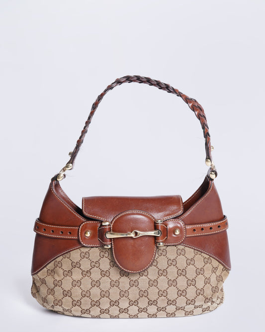 Gucci Leather Canvas Shoulder Bag
