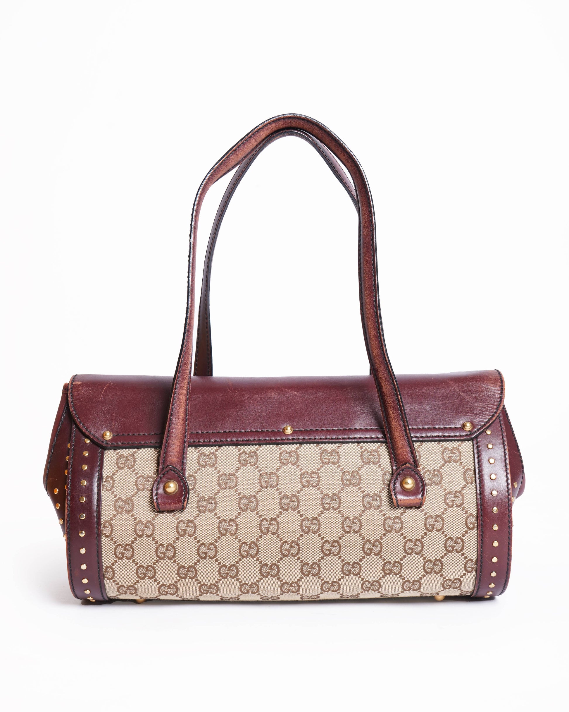 Gucci Lou Monogram Leather Canvas Shoulder Bag
