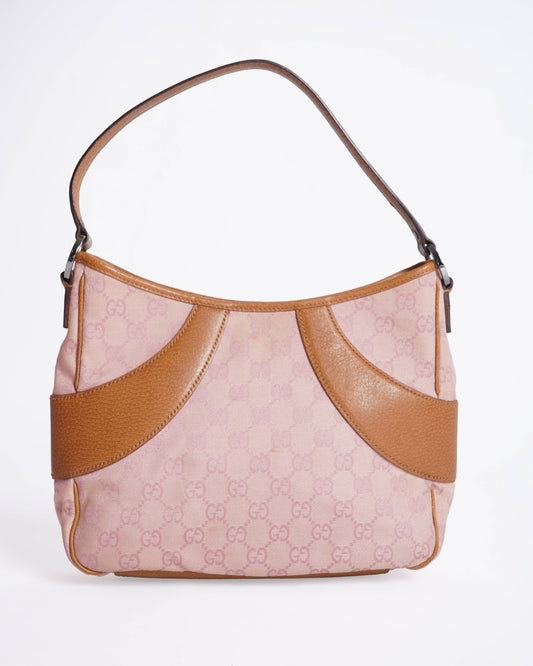 Gucci Monogram Saddle Leather Canvas Shoulder Bag