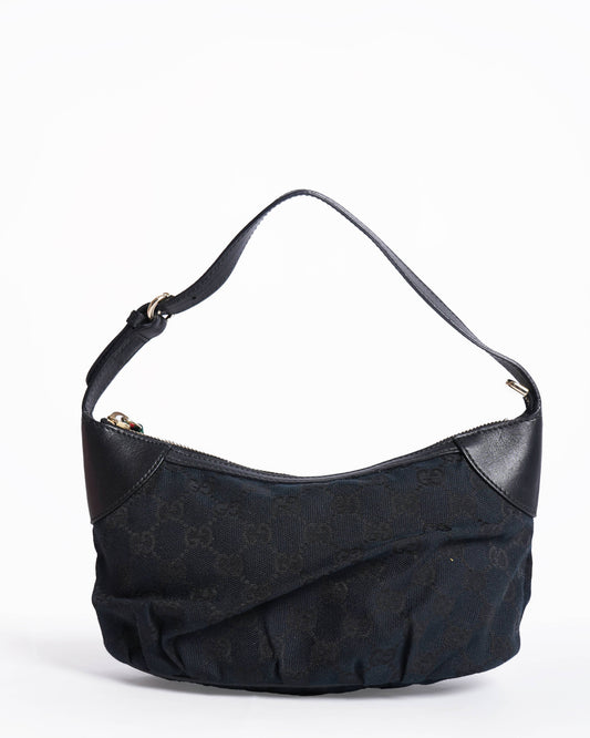 Gucci Monogram Pochette Leather Canvas Shoulder Bag