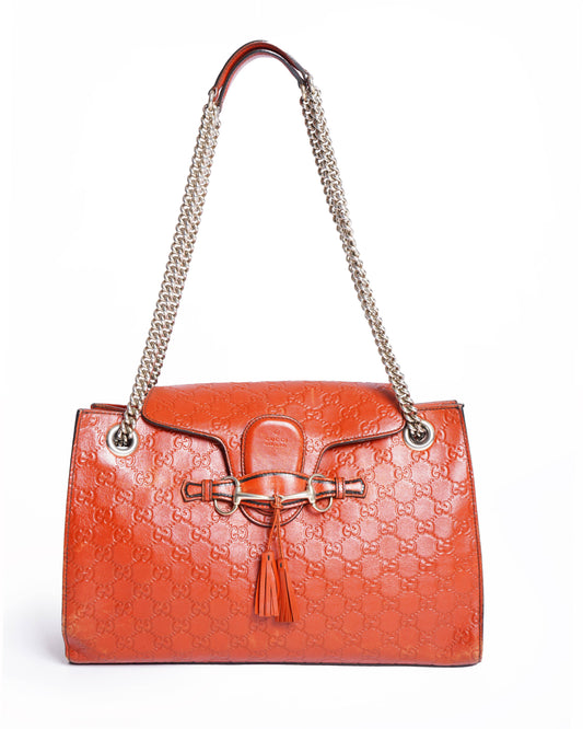 Gucci Lou Monogram Chain Leather Shoulder Bag