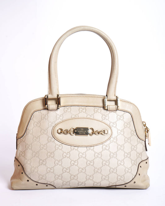Gucci Monogram Leather Top Handle Handbag