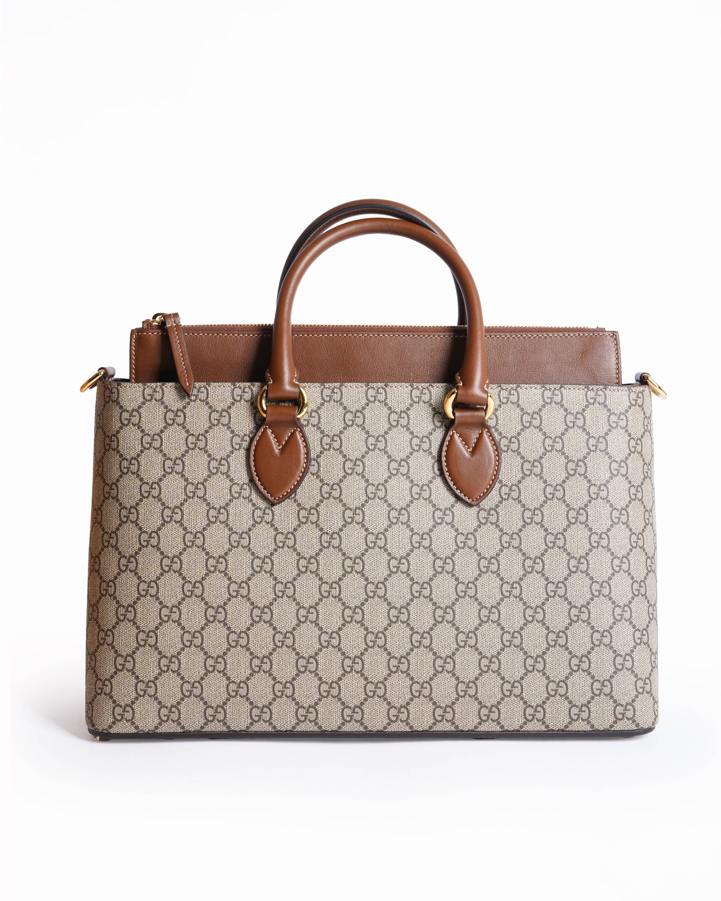 Gucci Lou Leather Canvas Tote