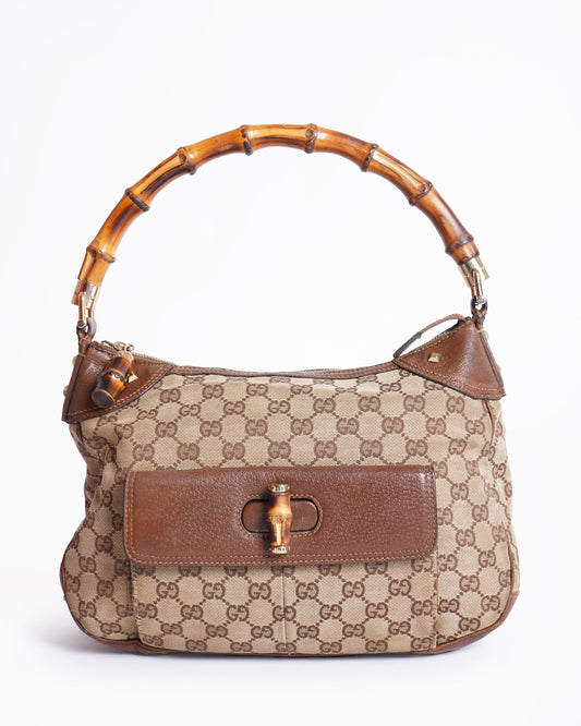 Gucci Lou Monogram Leather Canvas Handbag