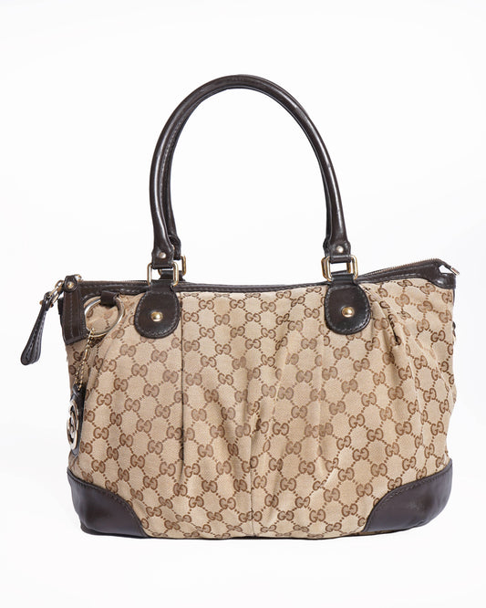 Gucci Monogram Leather Canvas Shoulder Bag