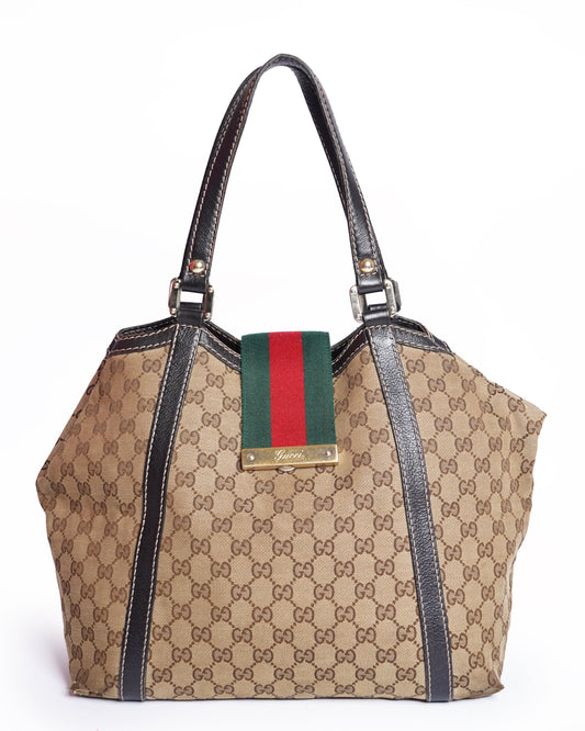 Gucci Lou Monogram Leather Canvas Tote