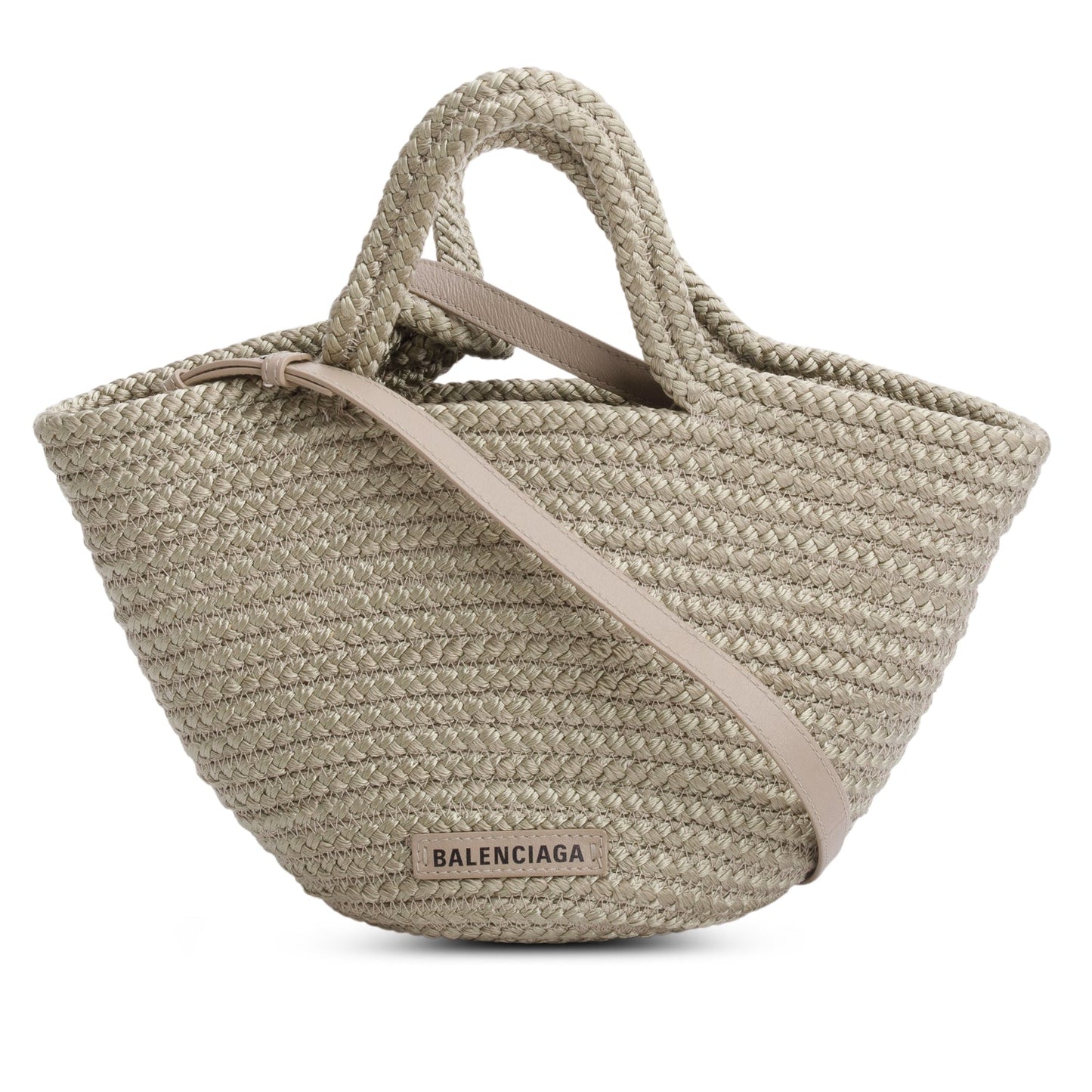 Balenciaga Green Raffia Woven Small Ibiza Basket Bag