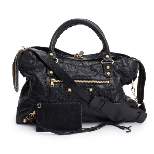 Balenciaga Black Agneau Leather Giant 12 City Bag