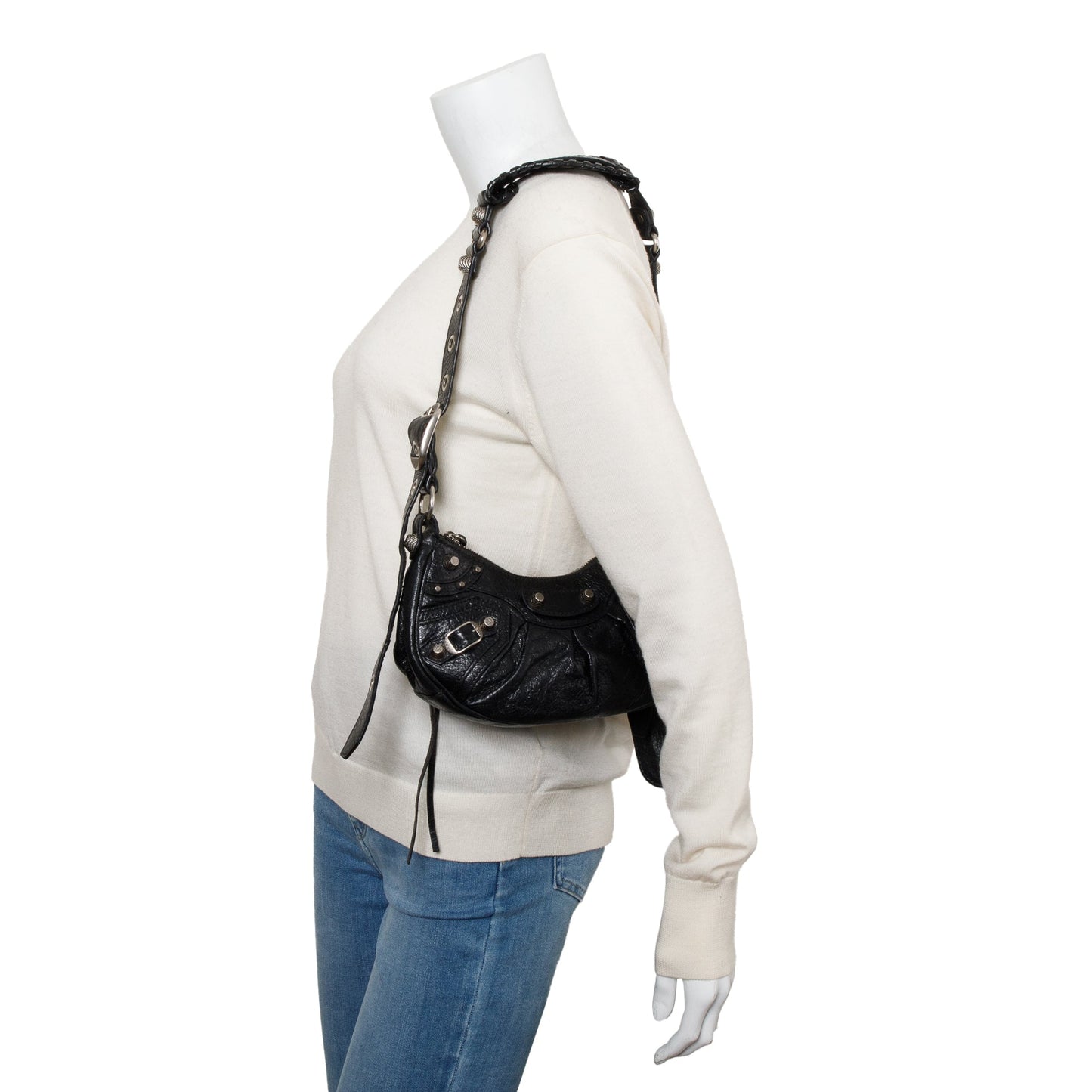 Balenciaga Black Arena Calfskin Leather Le Cagole XS Shoulder Bag